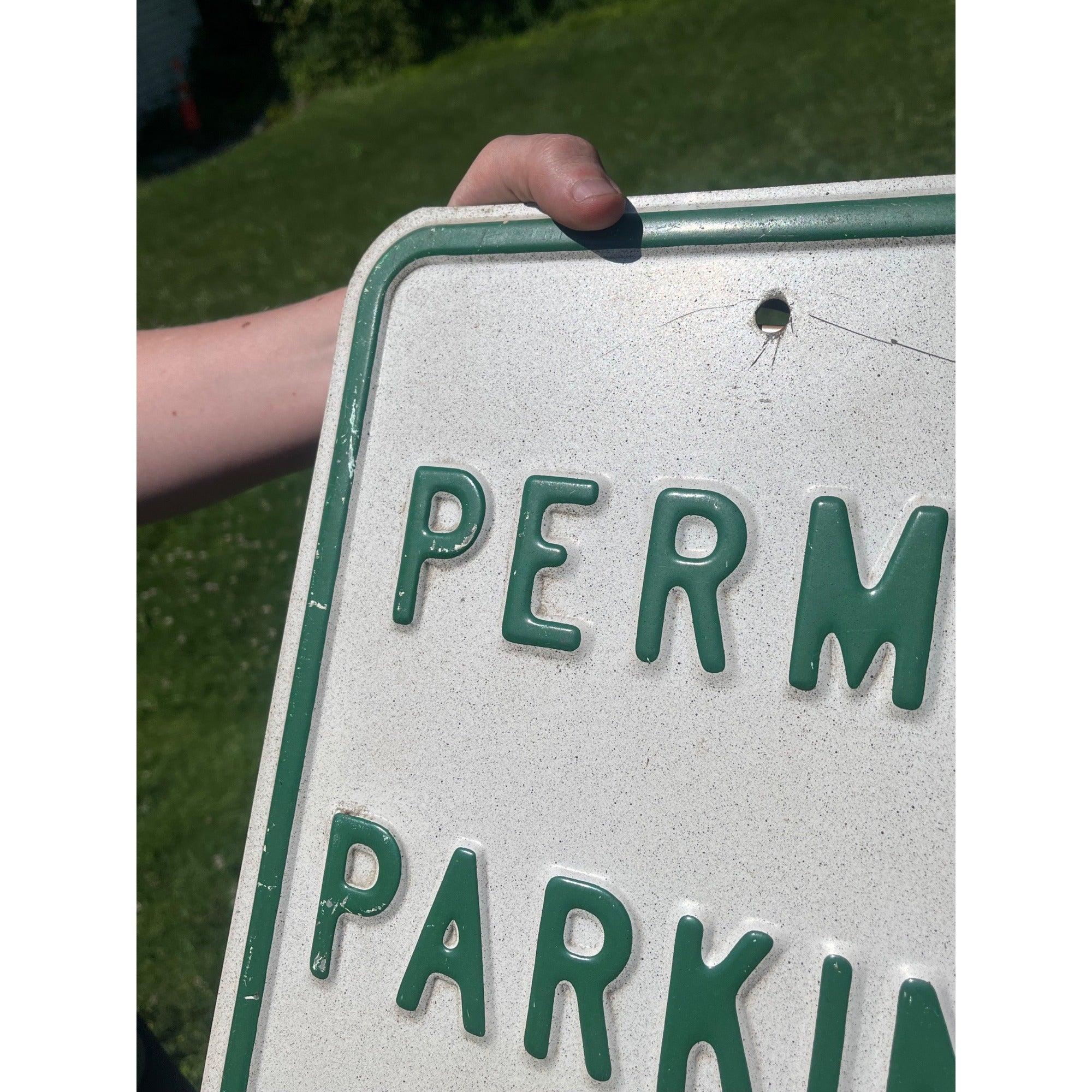 Vintage Metal Embossed" Permit Parking Only"  Heavy Metal Sign 18" x 12"