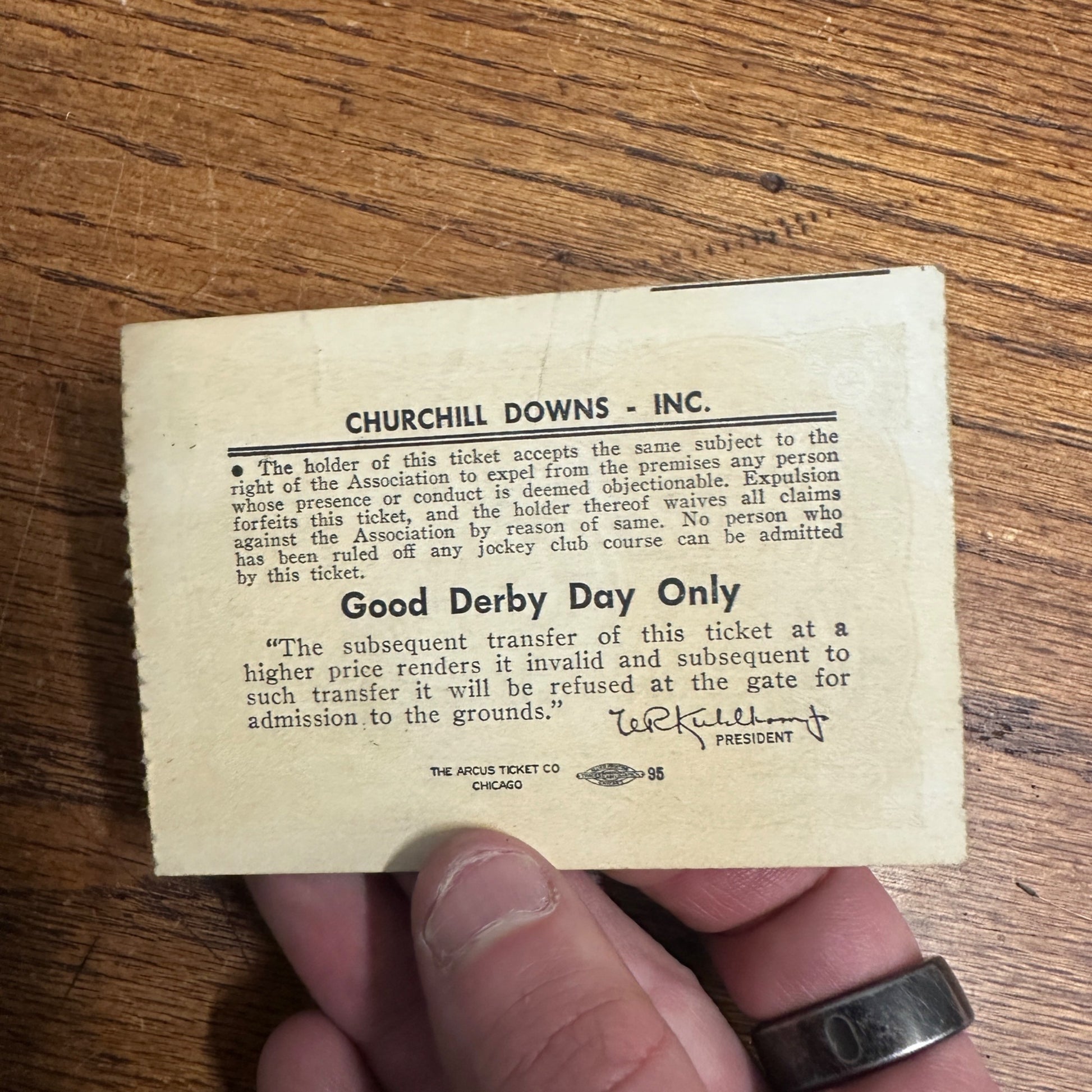 Original 1965 Churchill Downs Kentucky Derby Clubhouse Box Seat Ticket Vintage