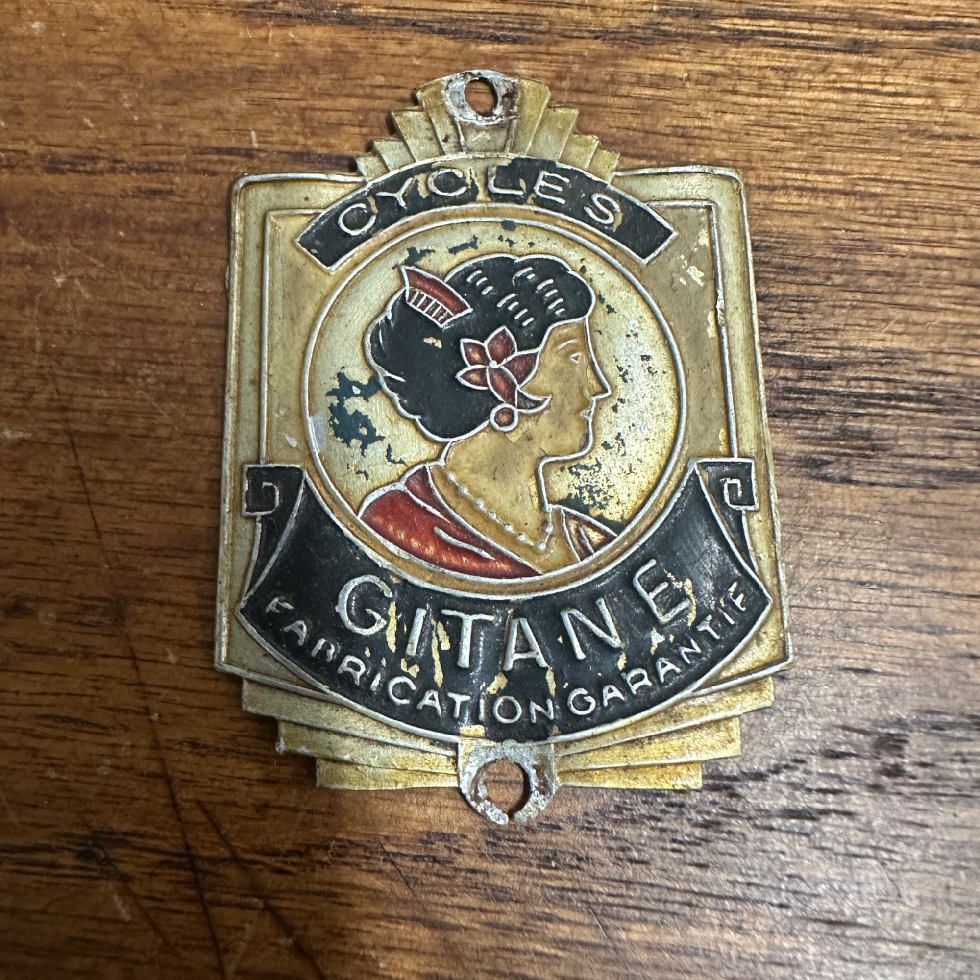 RARE Vintage Original GITANE Cycles Bicycle France Head Emblem Badge Sign Tag