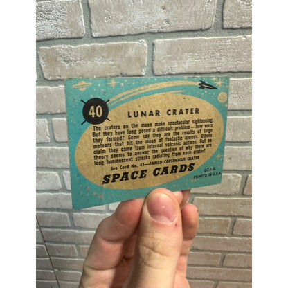 Vintage Topps 1957 Space Card "Lunar Crater" #40 * Poor Creased