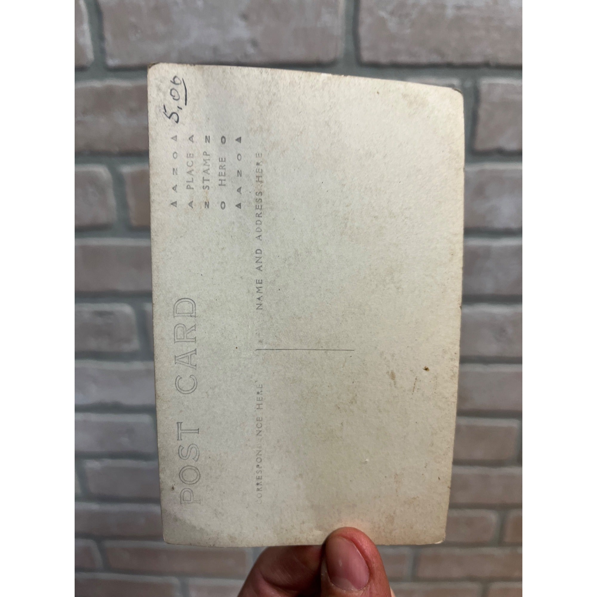 Antique RRPC Postcard Boy infront of Model T Wisconsin Plate