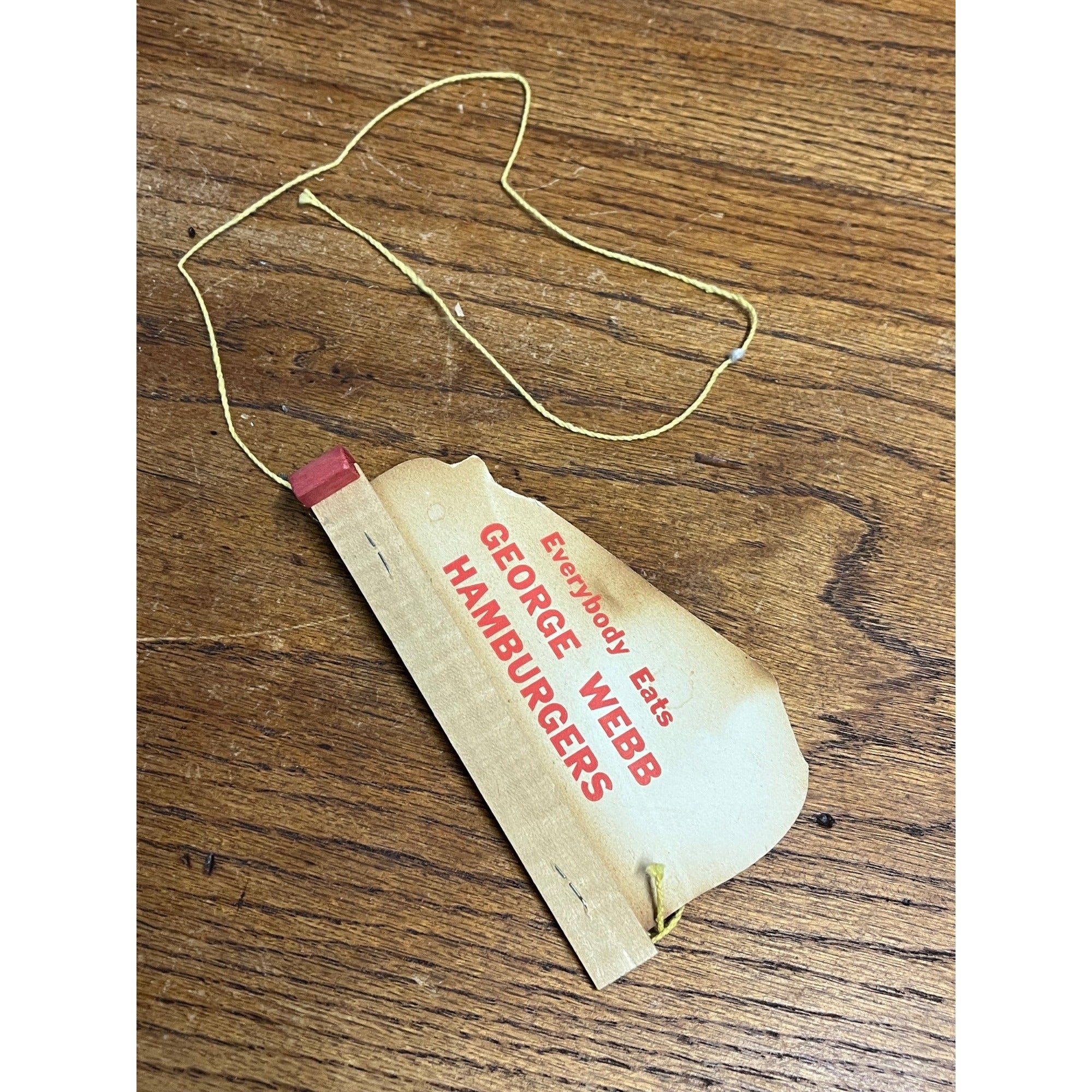 Vintage Toy Airplane Paper Wood String Attached Whirl Around Head George Webb