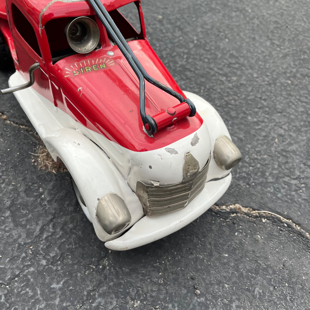Vintage Buddy L Pull N' Ride Fire Ladder Truck Pressed Steel Toy