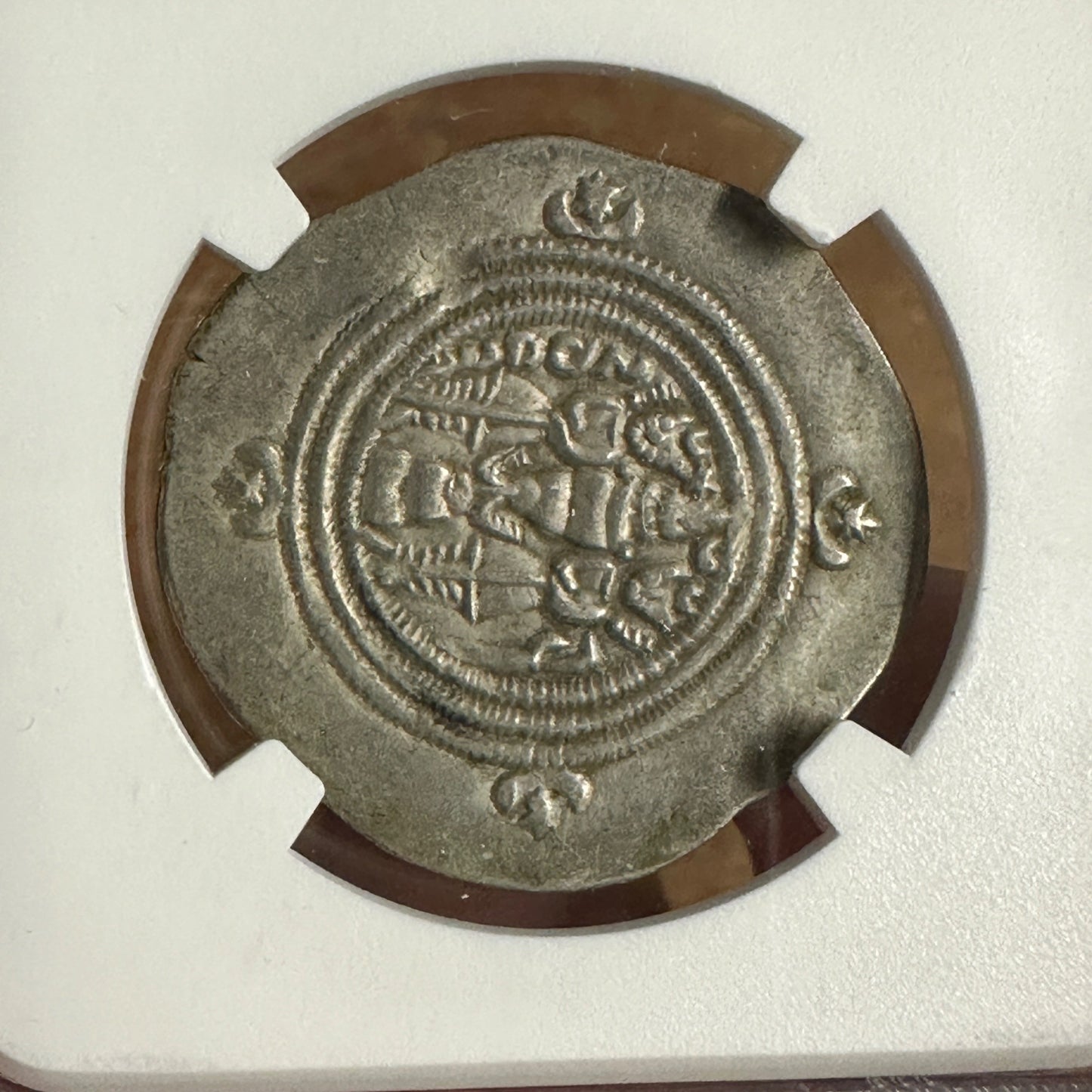 591-628 AD SASANIAN EMPIRE KHURSU AR SILVER DRACHM NGC GENUINE ANCIENT NGC Ch VF