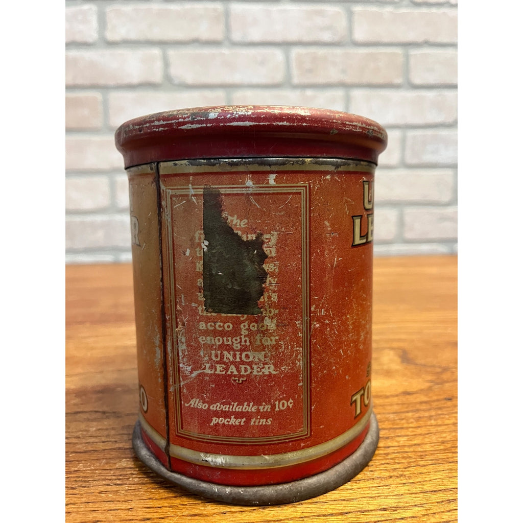 Vintage Union Leader Eagle Tobacco Can Lidded Round 6"