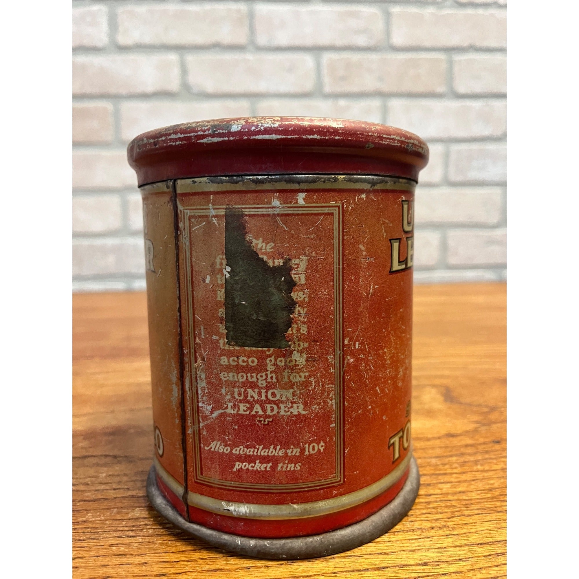 Vintage Union Leader Eagle Tobacco Can Lidded Round 6"