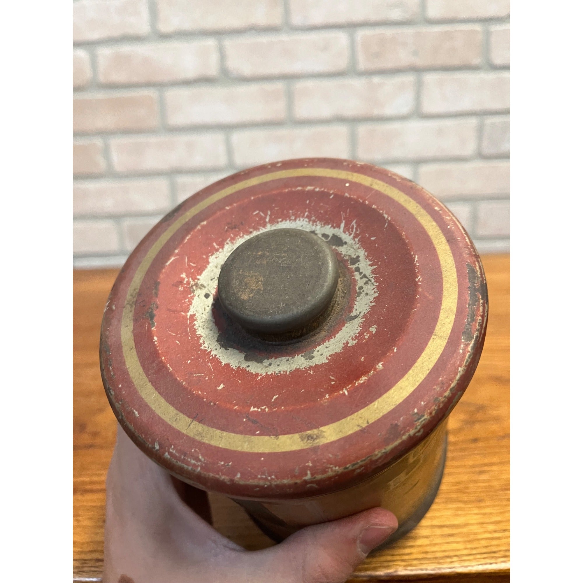 Vintage Union Leader Eagle Tobacco Can Lidded Round 6"