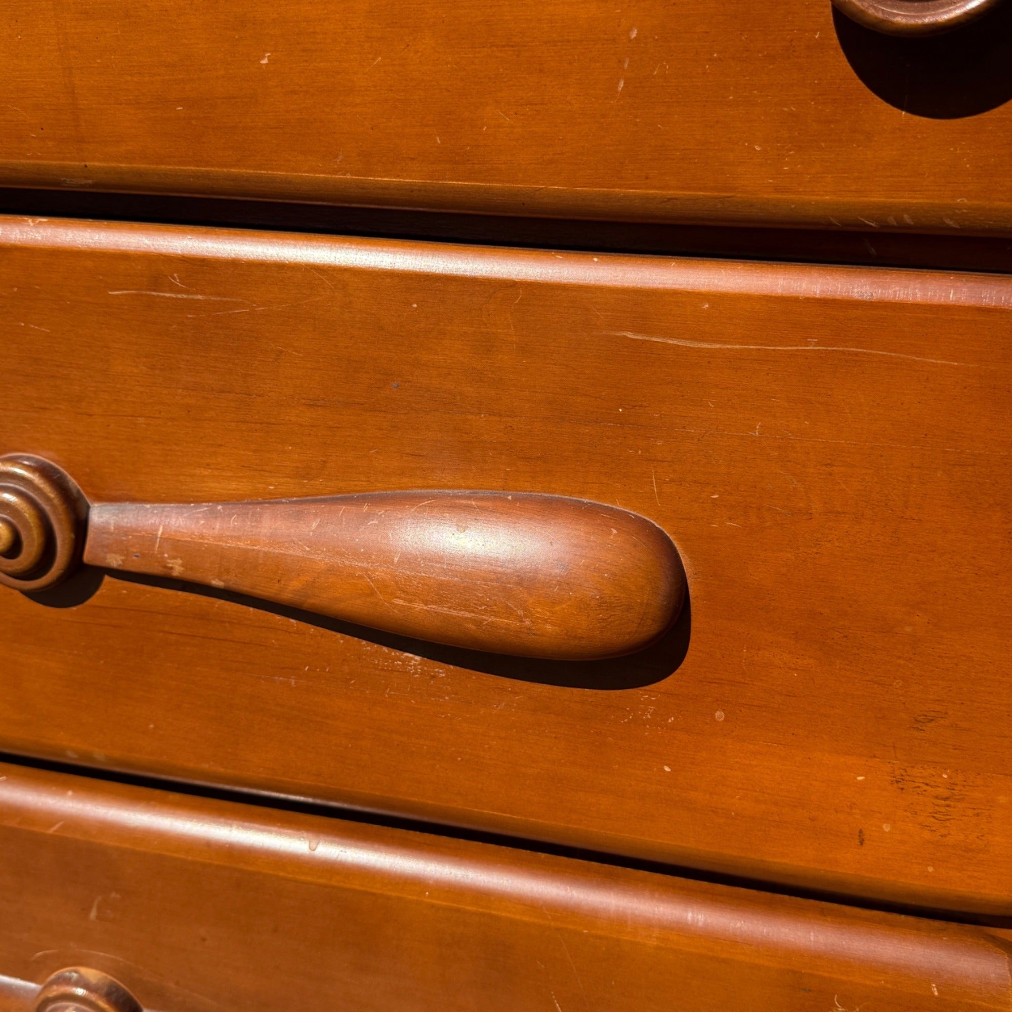 Vintage 1940s Highboy Dresser Chest Of Drawers Relief WWII Airplane Inman Furniture Co.