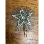 Vintage Christmas Tree Star Topper Tinsel Wood Stake Mid-Century Czech?