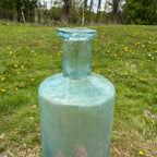 Antique Whittled Crude Bottle 1800s Aqua Blue Quack Medicine Early 6"