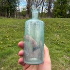 Antique Whittled Crude Bottle 1800s Aqua Blue Quack Medicine Early 6"