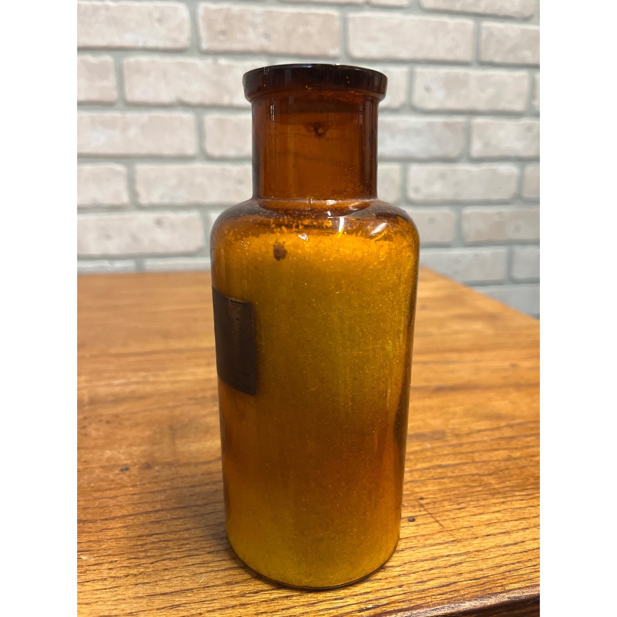 Antique 1900s Merck Apothecary Pharmacy Medicine Amber Glass Bottle w/ Label