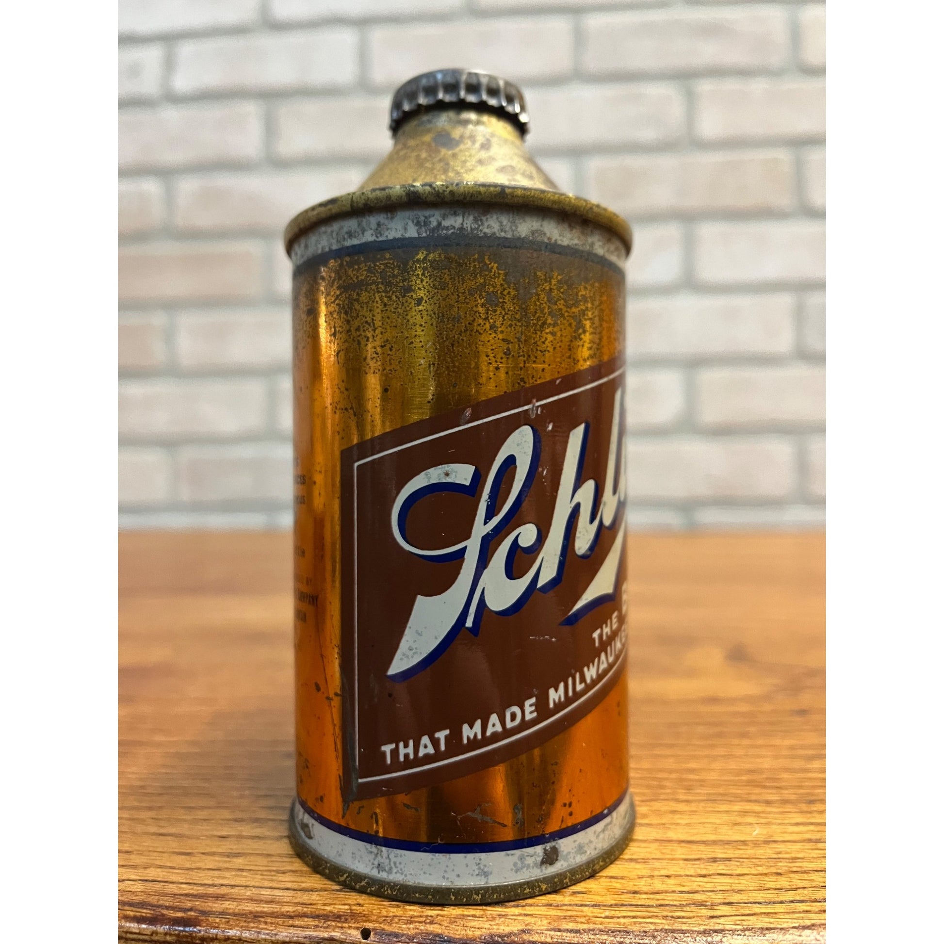 Original Vintage 1940s Schlitz 12oz Cone Top Beer Can With Cap IRTP Milwaukee WI