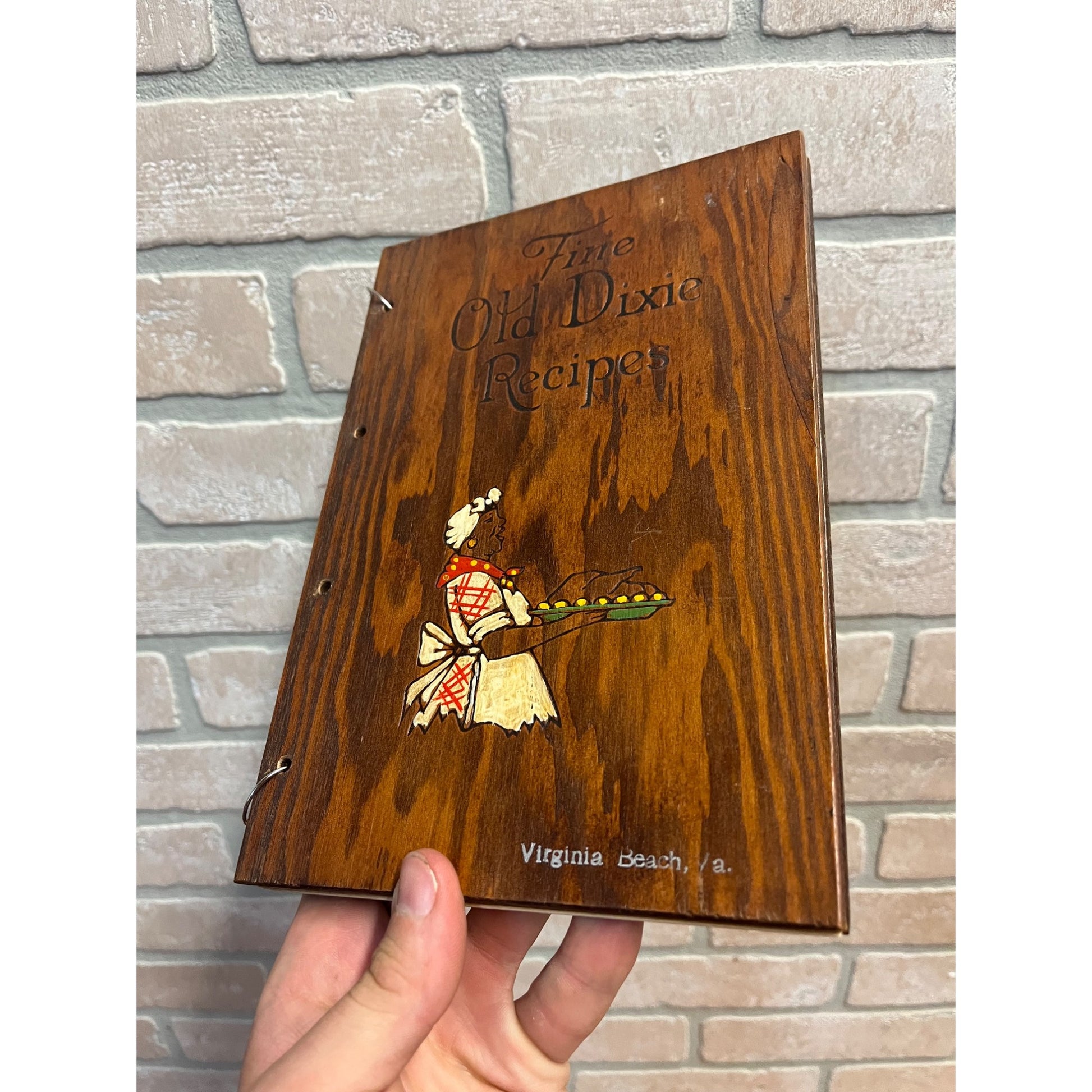 Fine Old Dixie Recipes - 1939 Vintage Wood Covered Cookbook