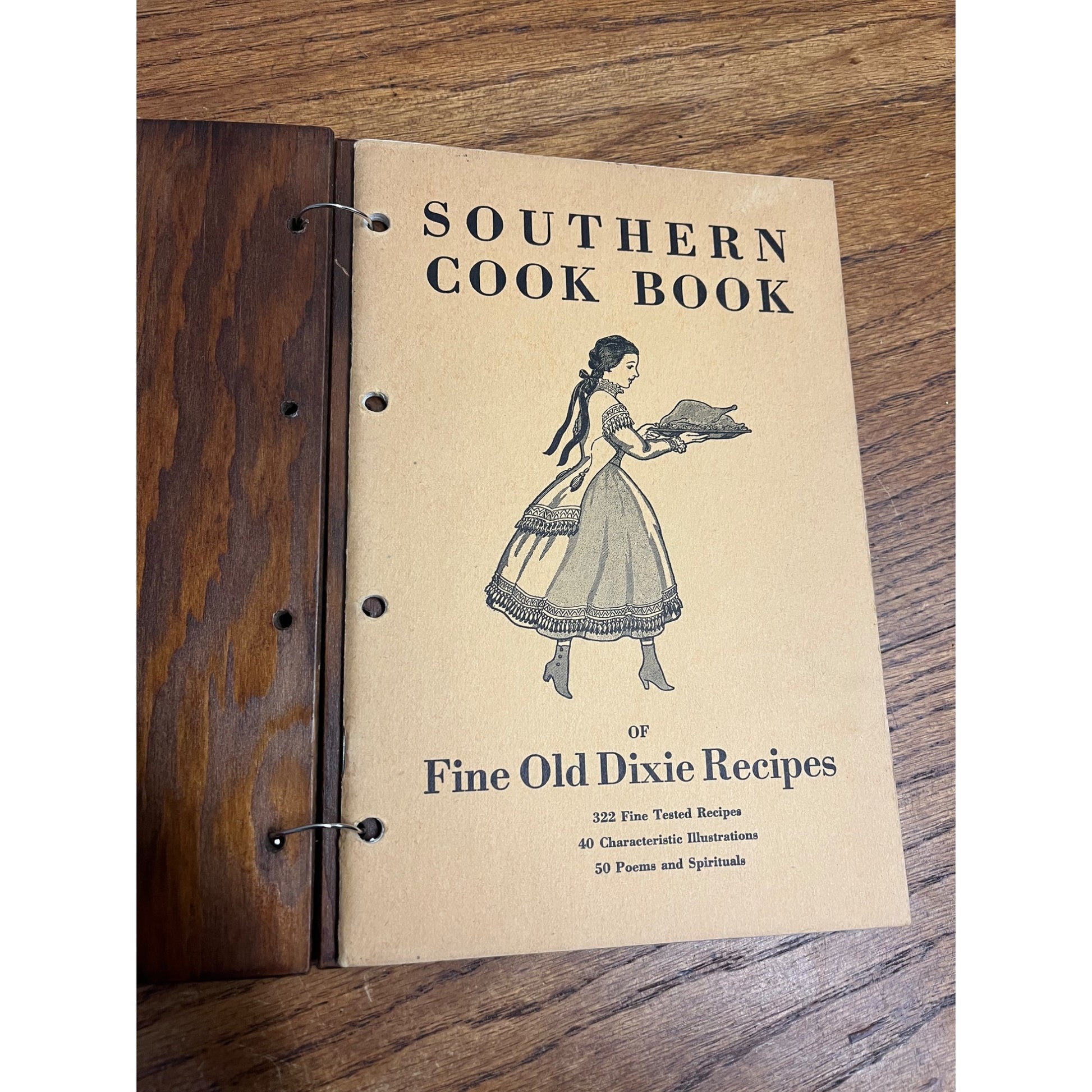 Fine Old Dixie Recipes - 1939 Vintage Wood Covered Cookbook