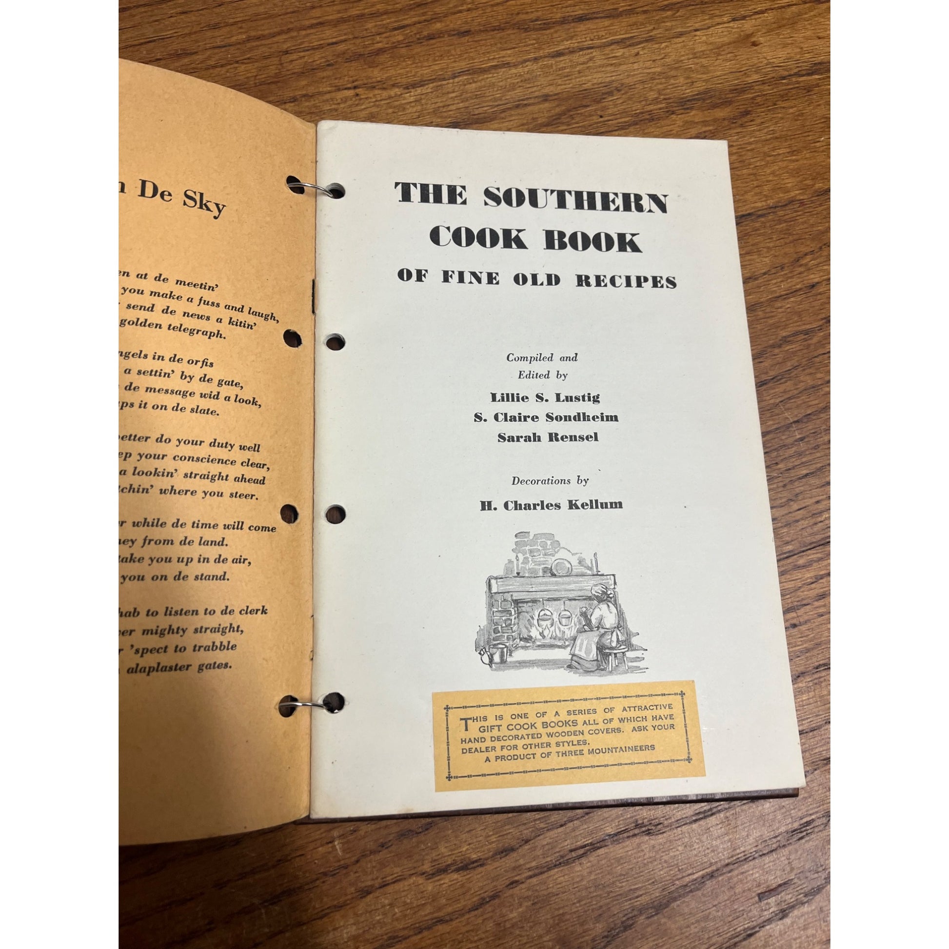 Fine Old Dixie Recipes - 1939 Vintage Wood Covered Cookbook