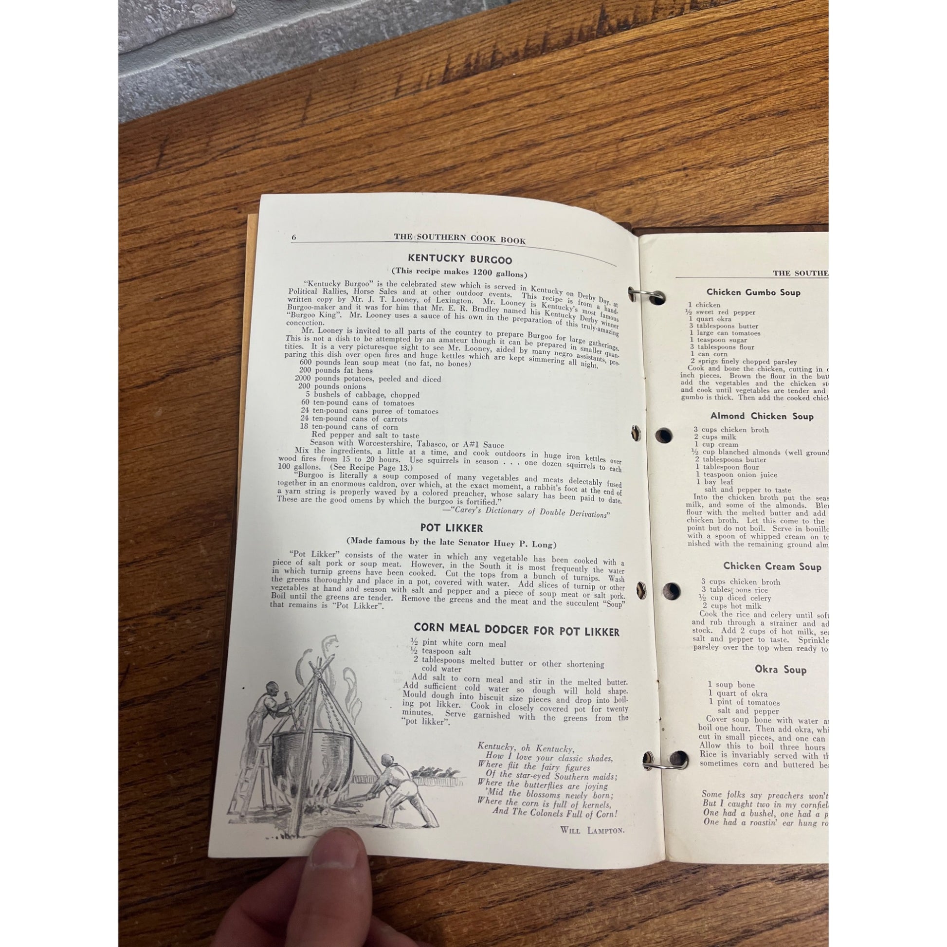 Fine Old Dixie Recipes - 1939 Vintage Wood Covered Cookbook