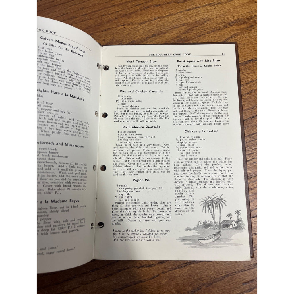 Fine Old Dixie Recipes - 1939 Vintage Wood Covered Cookbook