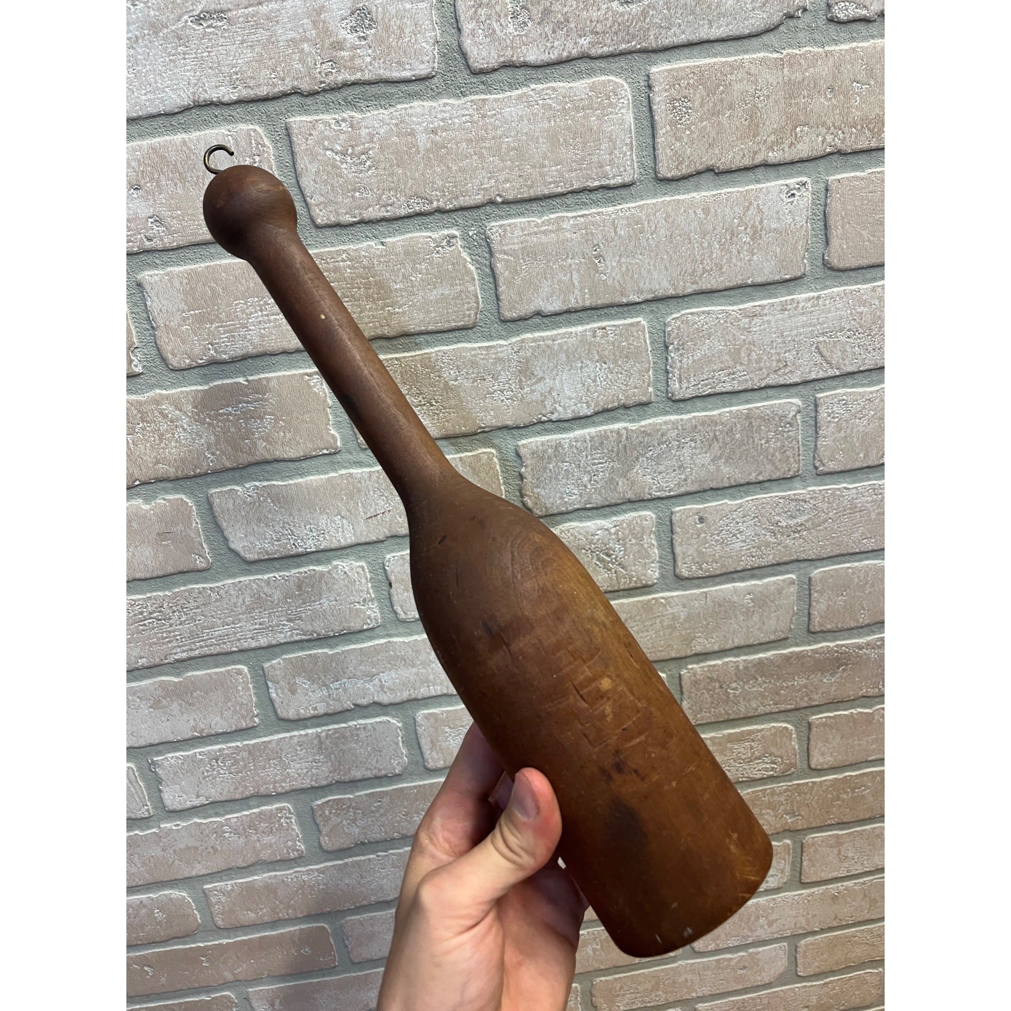 Antique Primitive Wooden Potato Masher Kitchen Utensil Tool Farmhouse AAFA 14.5"