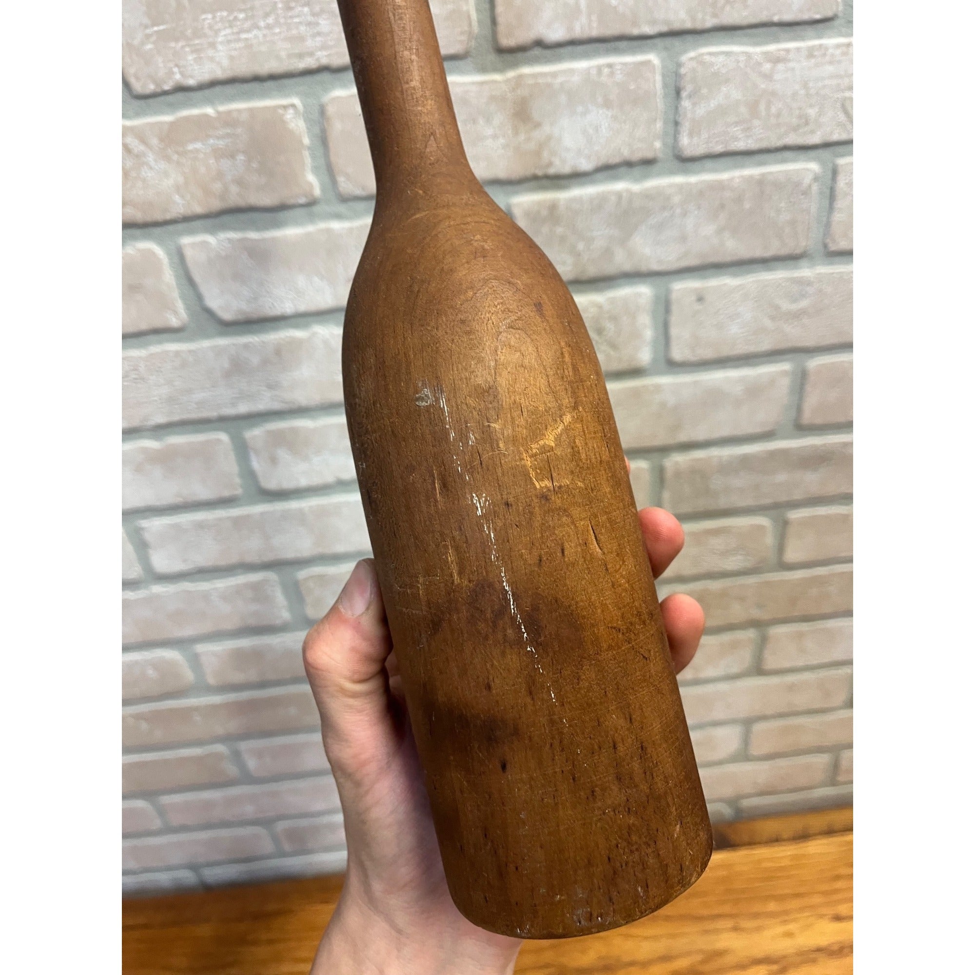 Antique Primitive Wooden Potato Masher Kitchen Utensil Tool Farmhouse AAFA 14.5"
