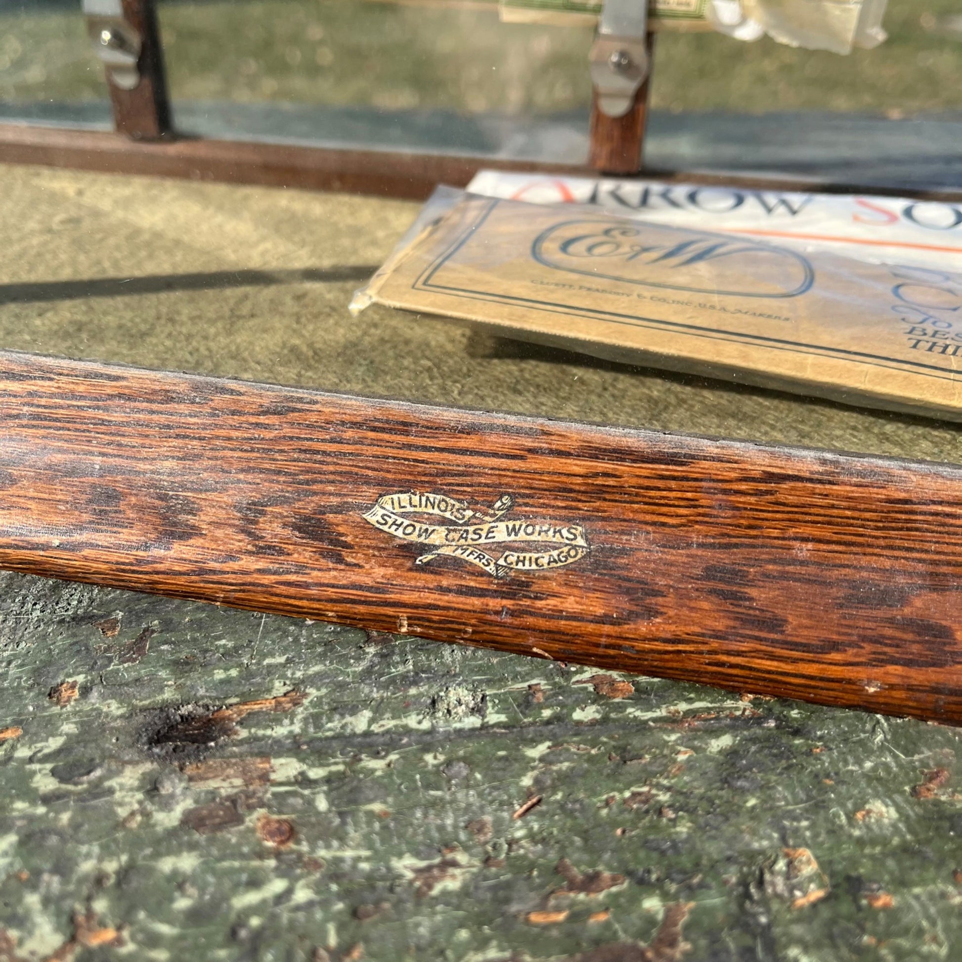 Original Vintage 1930s Arrow Shirt Collars Advertising Store Display Case Oak