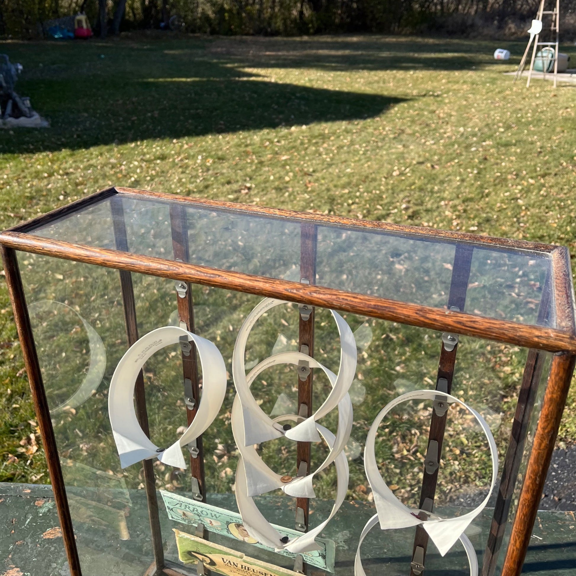 Original Vintage 1930s Arrow Shirt Collars Advertising Store Display Case Oak