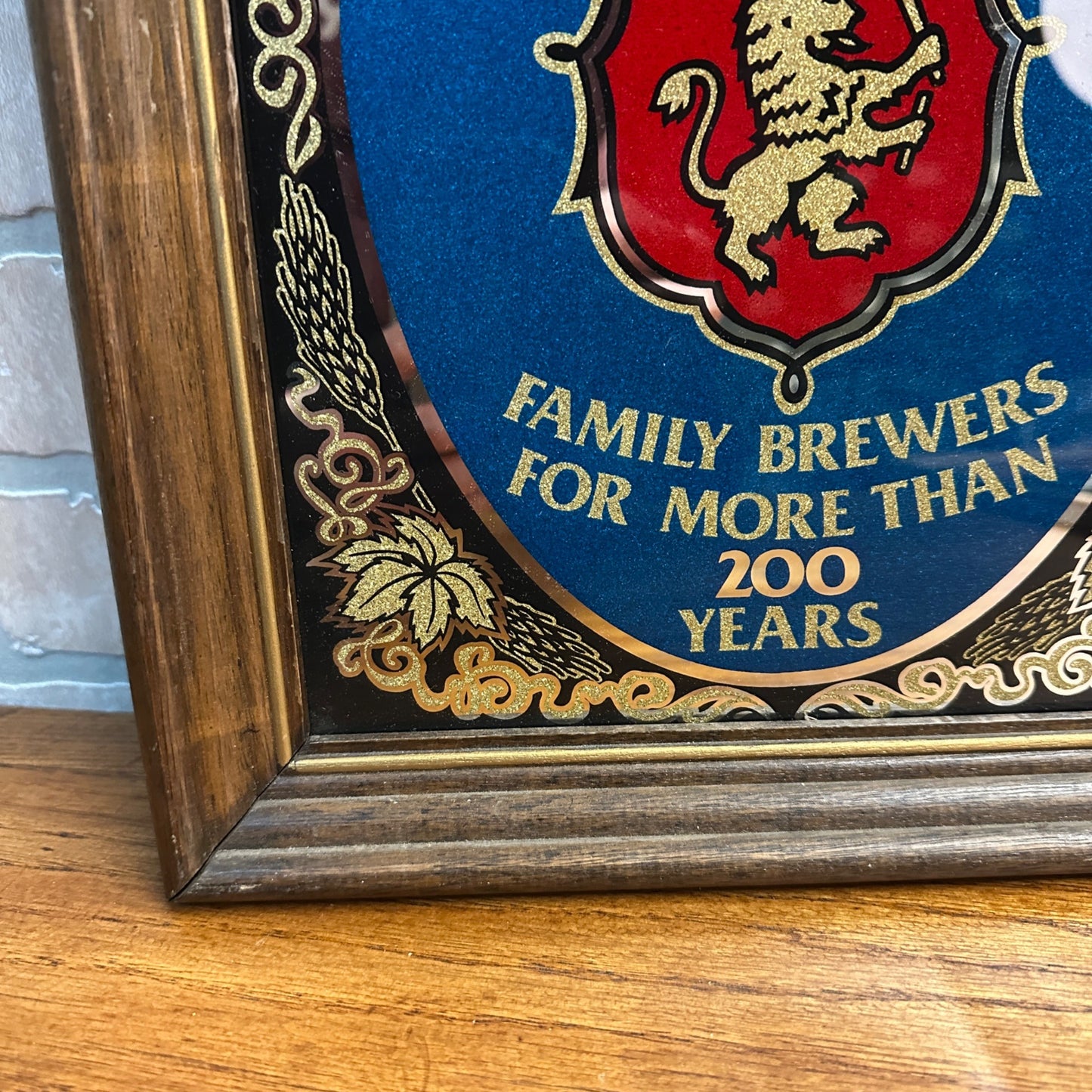 Vintage Stroh's Beer 200 Years Mirror Bar Sign 11" X 14" Rare Wood Frame