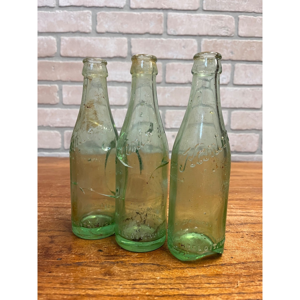 (3) 1920s Beloit Wis Kantor's Kantor Soda Bottle Aqua Rough