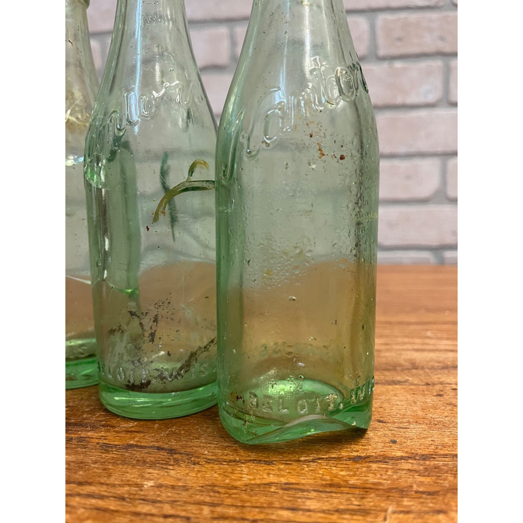 (3) 1920s Beloit Wis Kantor's Kantor Soda Bottle Aqua Rough