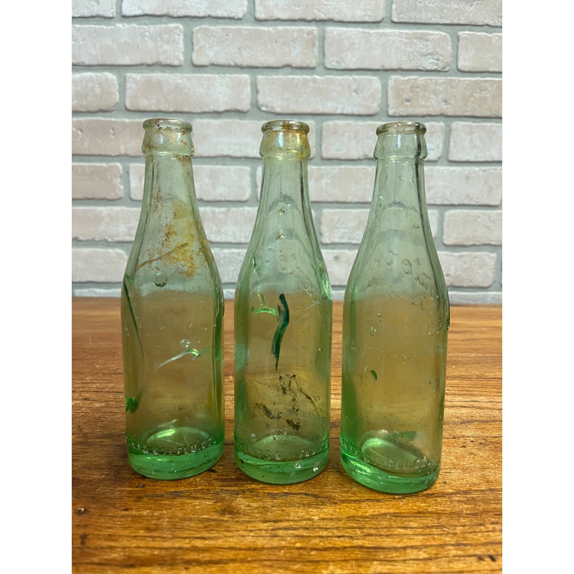(3) 1920s Beloit Wis Kantor's Kantor Soda Bottle Aqua Rough