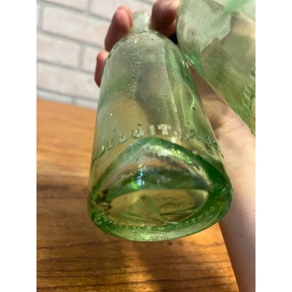 (3) 1920s Beloit Wis Kantor's Kantor Soda Bottle Aqua Rough