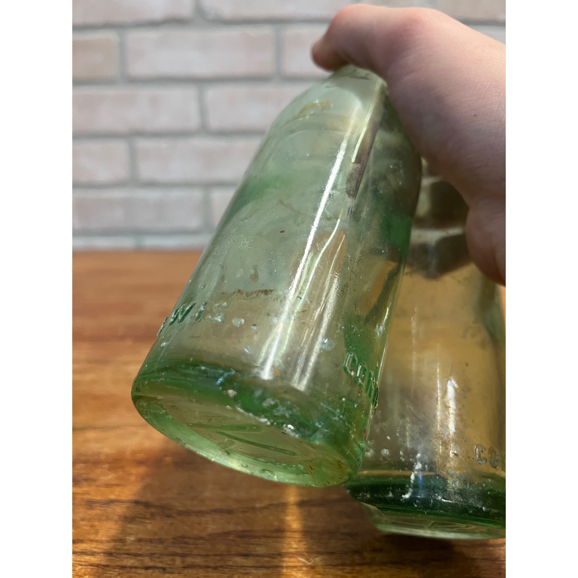 (3) 1920s Beloit Wis Kantor's Kantor Soda Bottle Aqua Rough