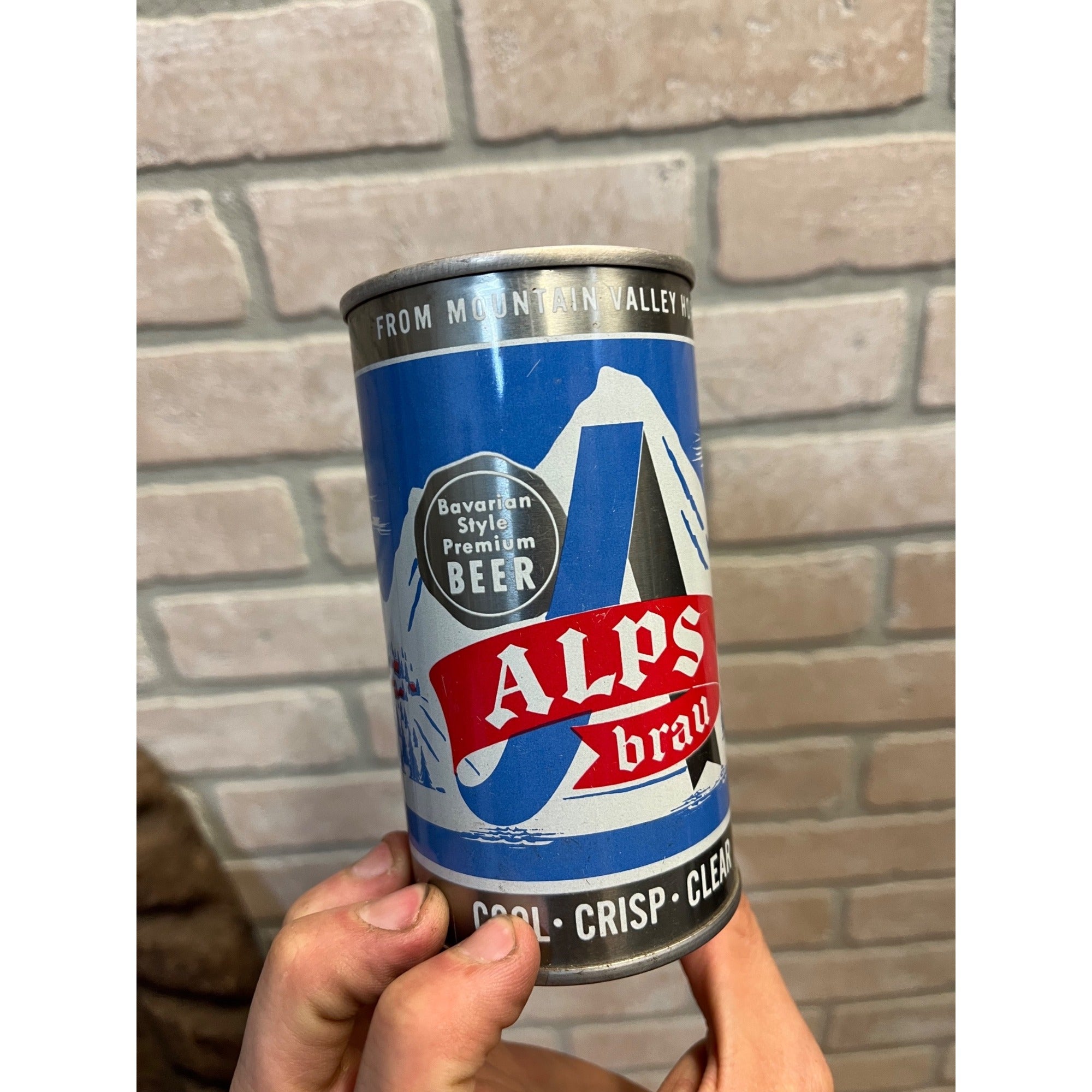 Alps Brau Bavarian Style Flat Top Beer Can - Near MINT - Centlivre Brewing Corp.