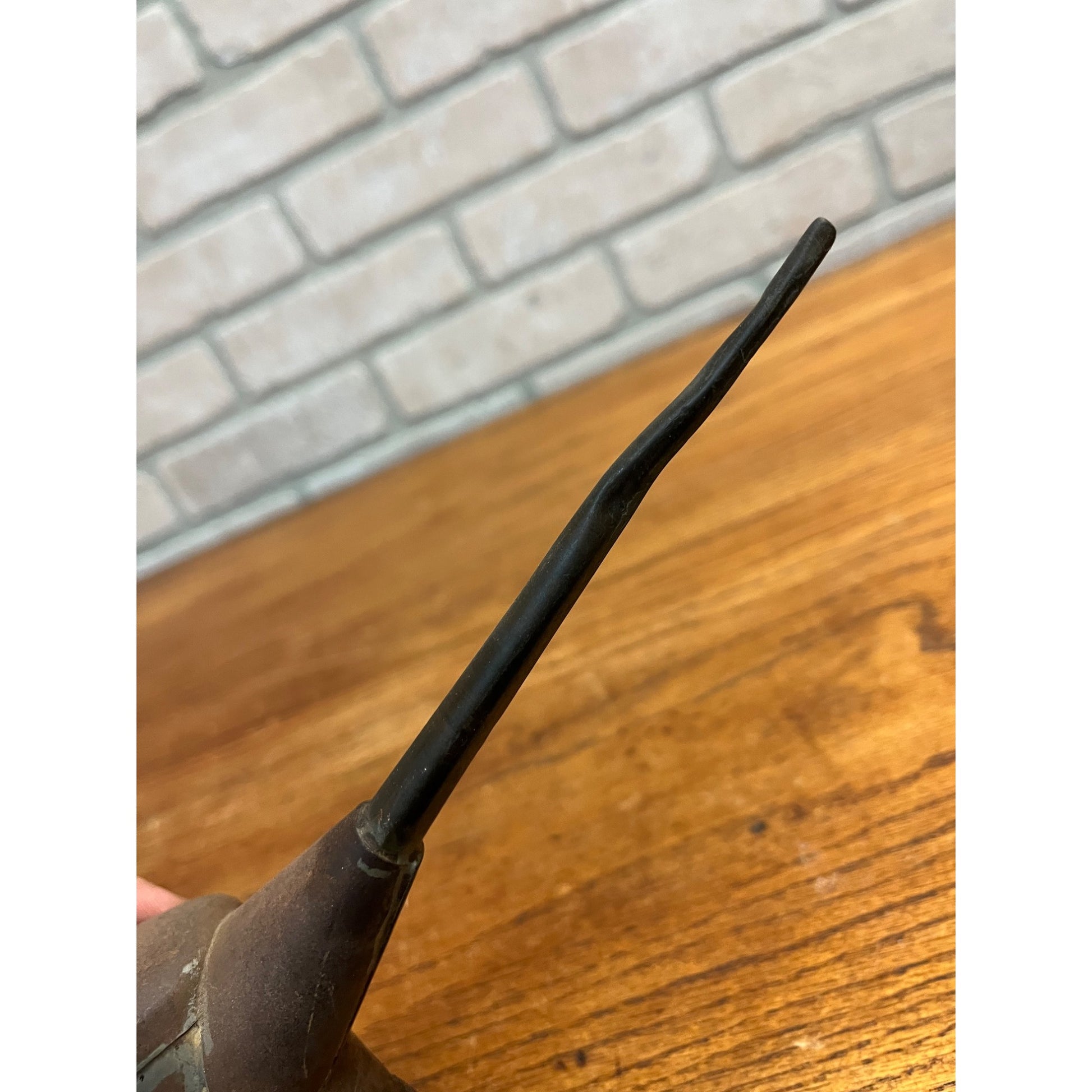 Vintage Metal Tin Hand Oiler Oil Can Genie Style Motorcycle Garage Auto