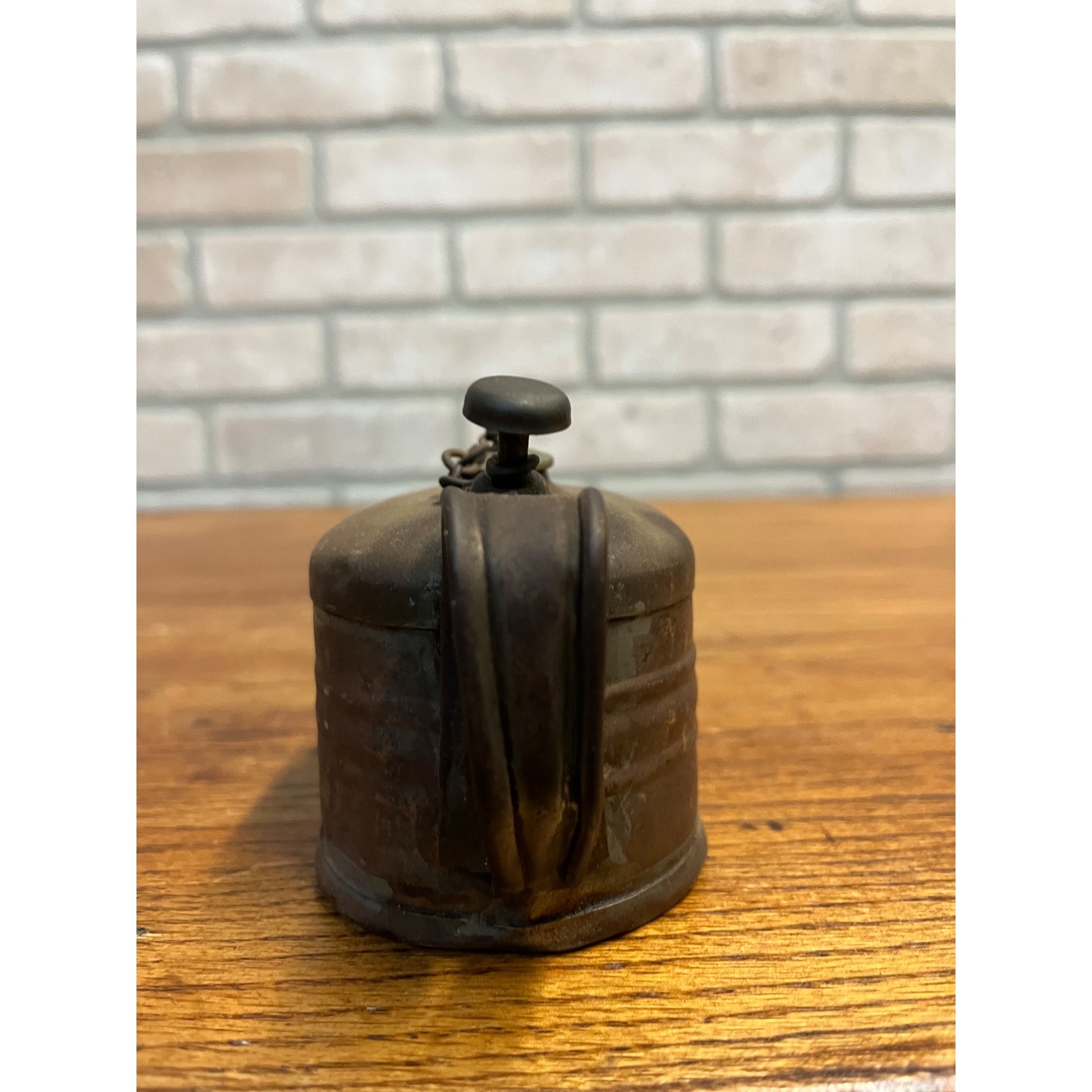 Vintage Metal Tin Hand Oiler Oil Can Genie Style Motorcycle Garage Auto