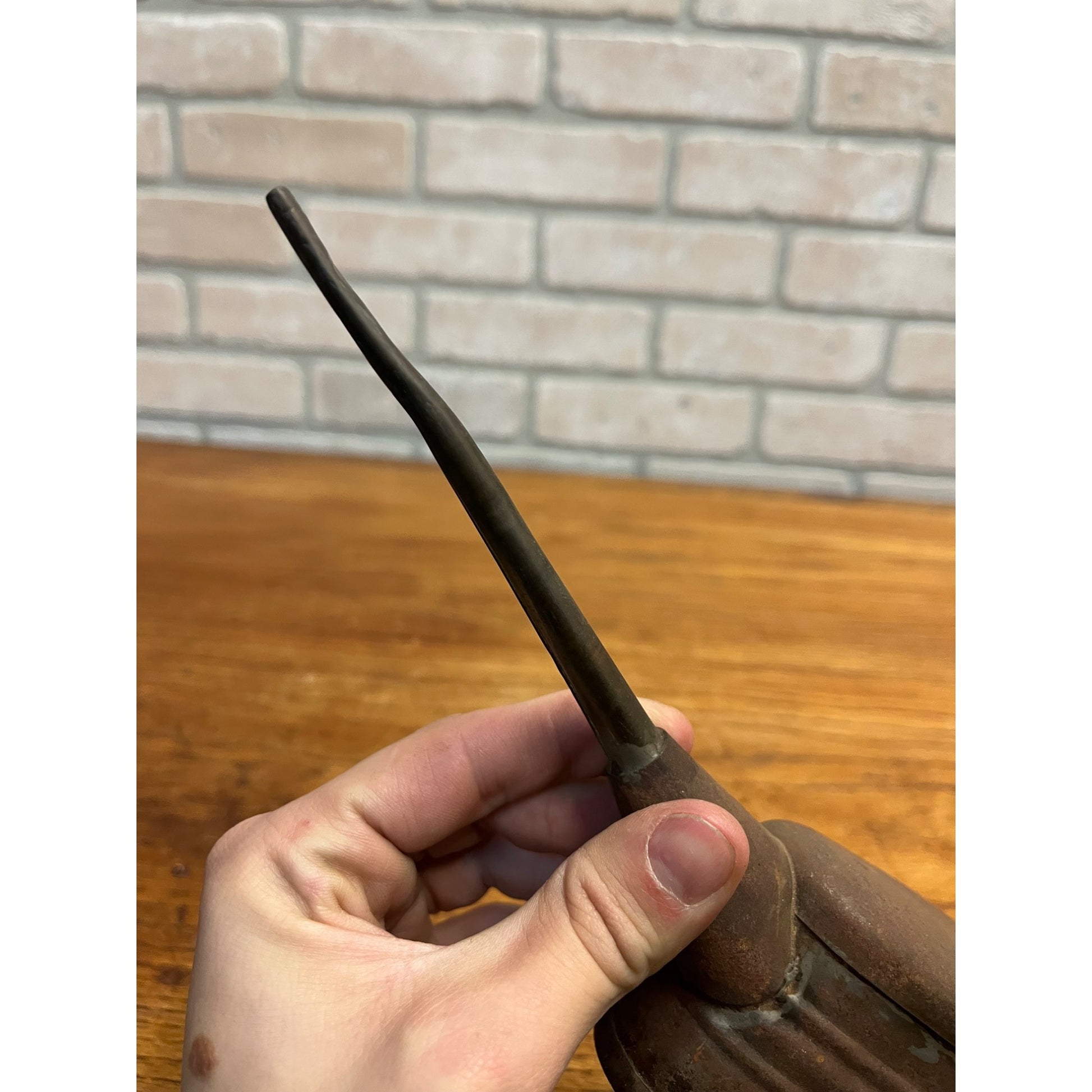 Vintage Metal Tin Hand Oiler Oil Can Genie Style Motorcycle Garage Auto