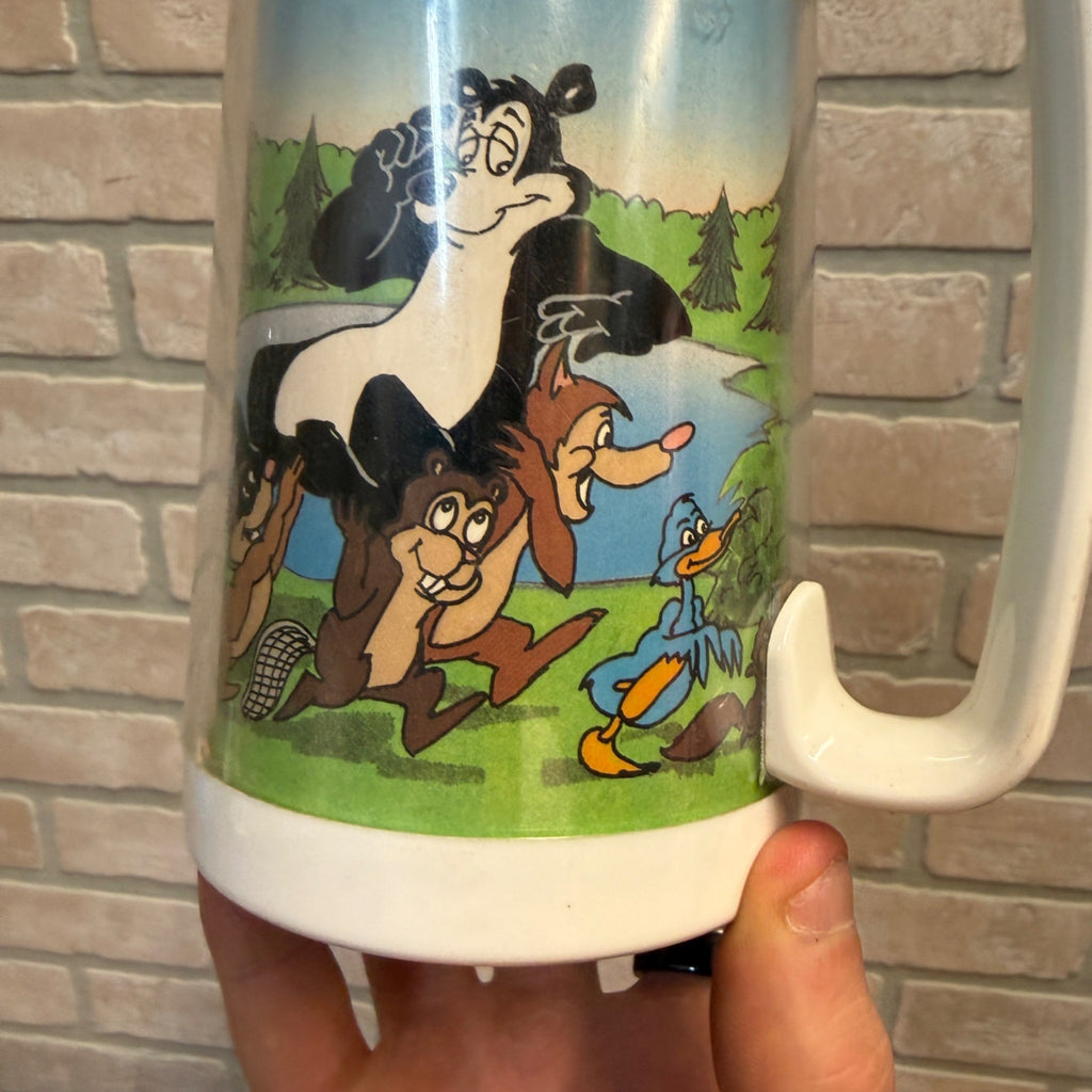 Vtg 70s Hamm's Beer Stein Bear Thermo Serv Plastic Mug Raccoon Beaver Nature USA