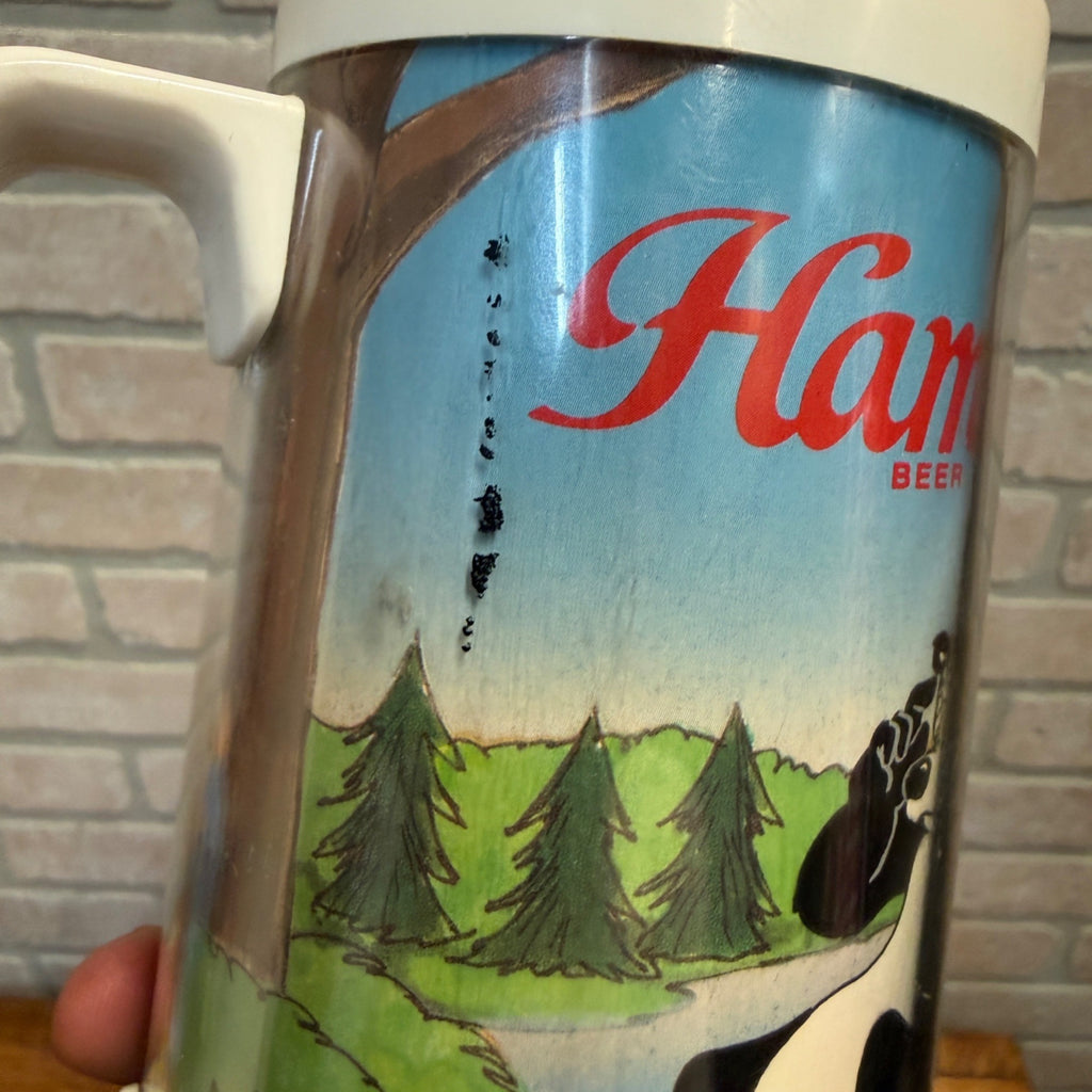 Vtg 70s Hamm's Beer Stein Bear Thermo Serv Plastic Mug Raccoon Beaver Nature USA