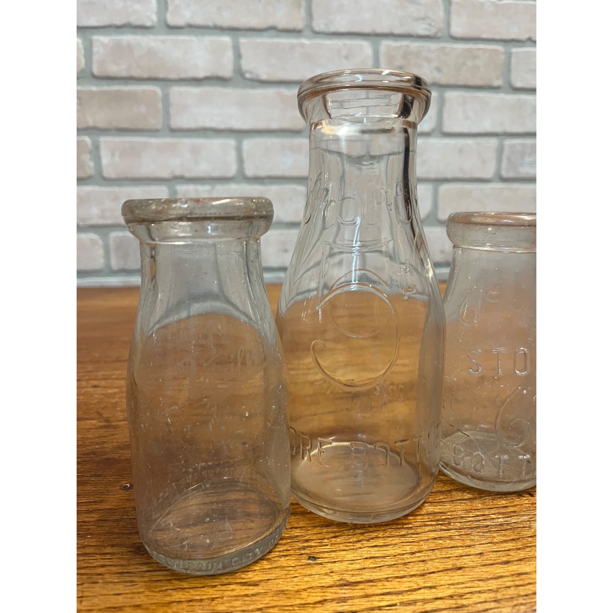 Vintage Lot Store Milk Bottles Glass Wedding Farmhouse Country Decor Staging Vases Half Pint 5-Cent