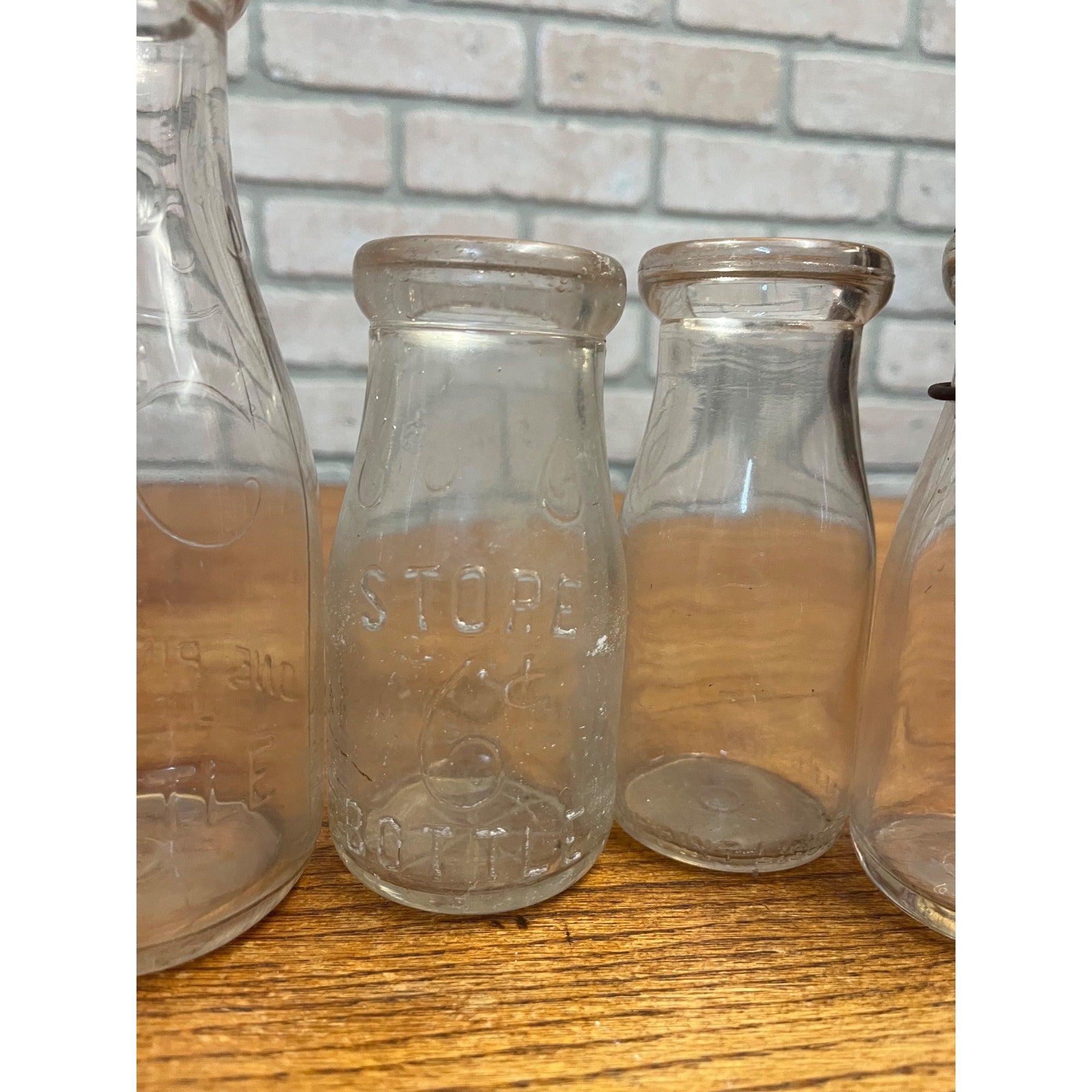Vintage Lot Store Milk Bottles Glass Wedding Farmhouse Country Decor Staging Vases Half Pint 5-Cent