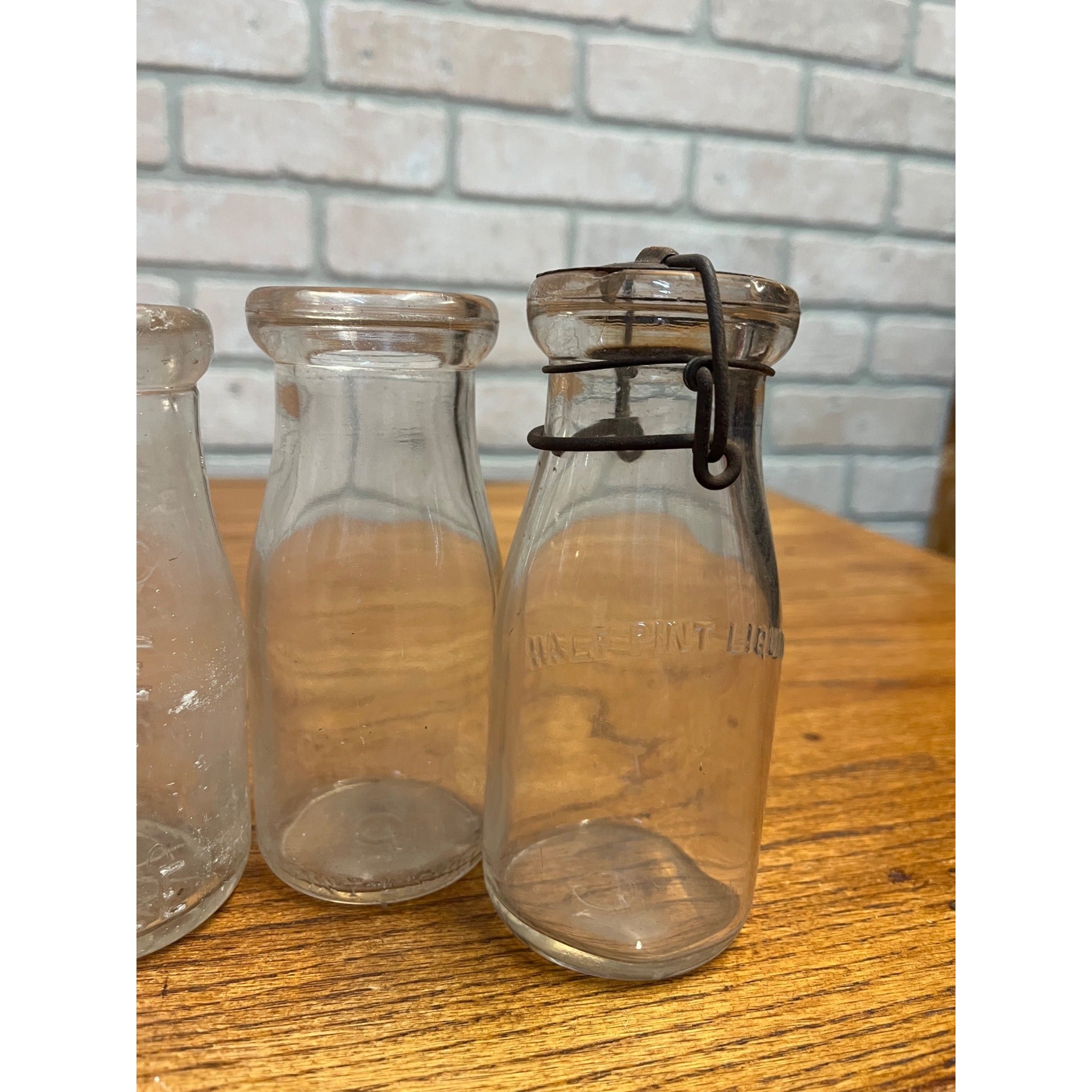 Vintage Lot Store Milk Bottles Glass Wedding Farmhouse Country Decor Staging Vases Half Pint 5-Cent
