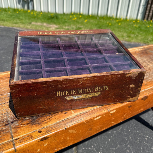 Original Vintage Hickok Initial Belts & Buckles General Store Display Advertising Case