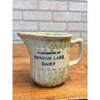 Antique Random Lake Dairy Wis Stoneware Pitcher Spongeware Advertising Creamer
