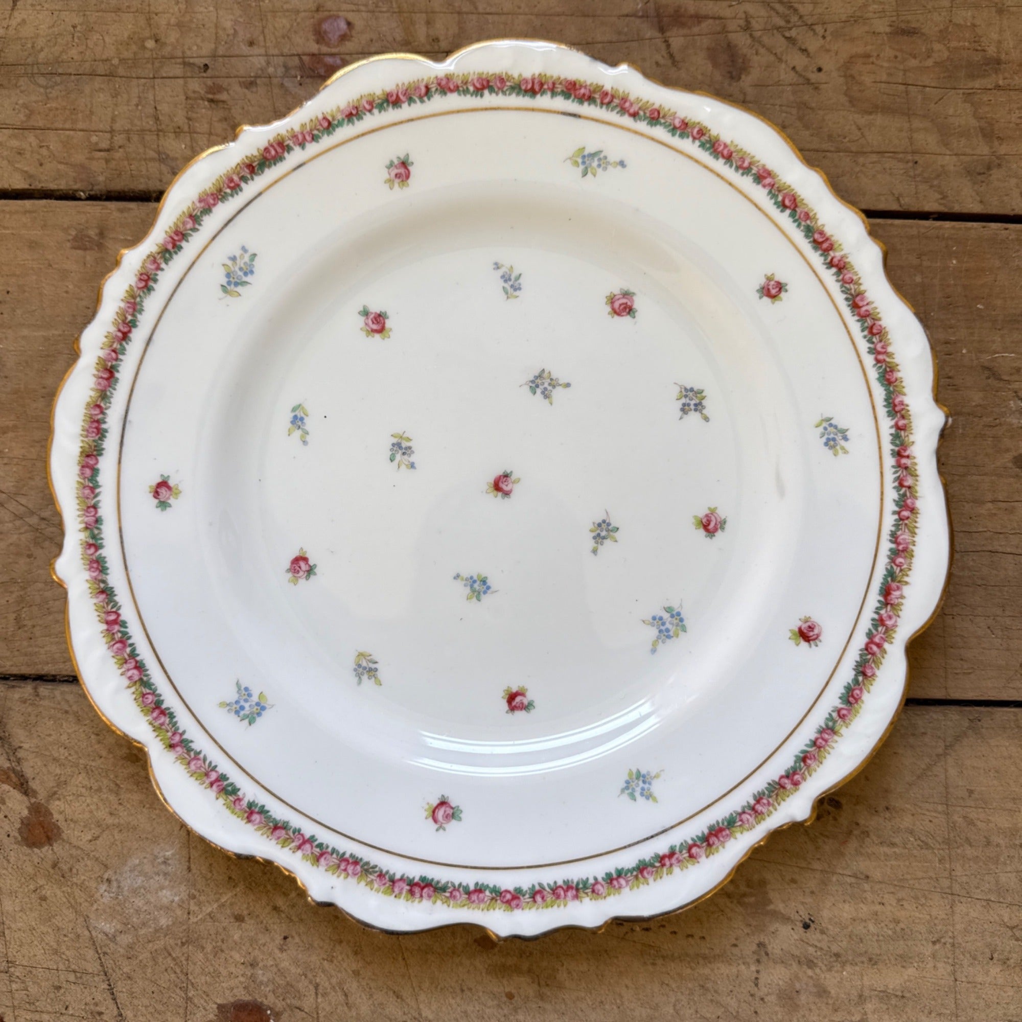 Vintage Westhead Moore "Cauldon" 9" Luncheon Plate England China Scattered Roses