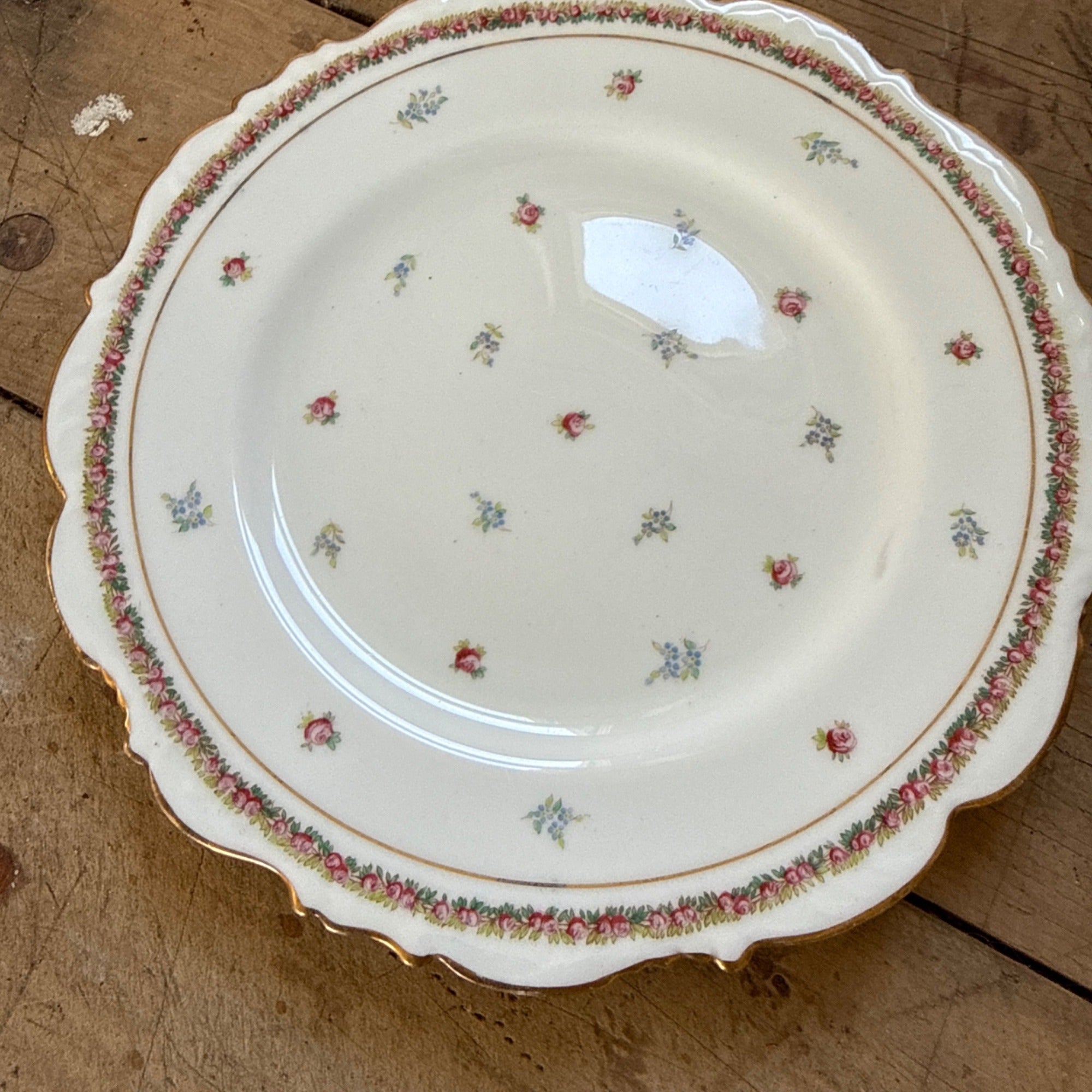 Vintage Westhead Moore "Cauldon" 9" Luncheon Plate England China Scattered Roses