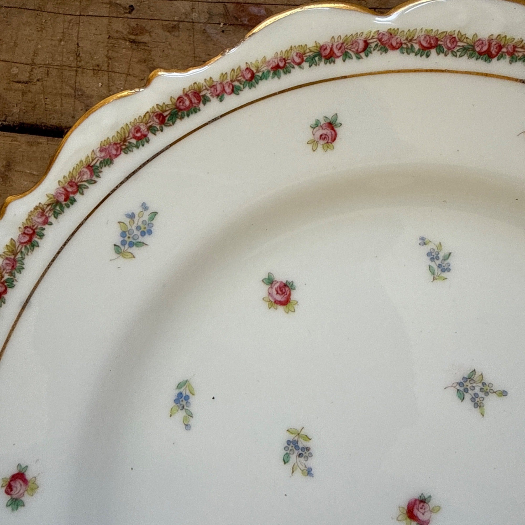 Vintage Westhead Moore "Cauldon" 9" Luncheon Plate England China Scattered Roses