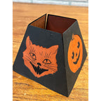 Vintage 1930s Halloween Gibson Papser Oil kerosene Lamp Shade 4-Sided JOL Cat