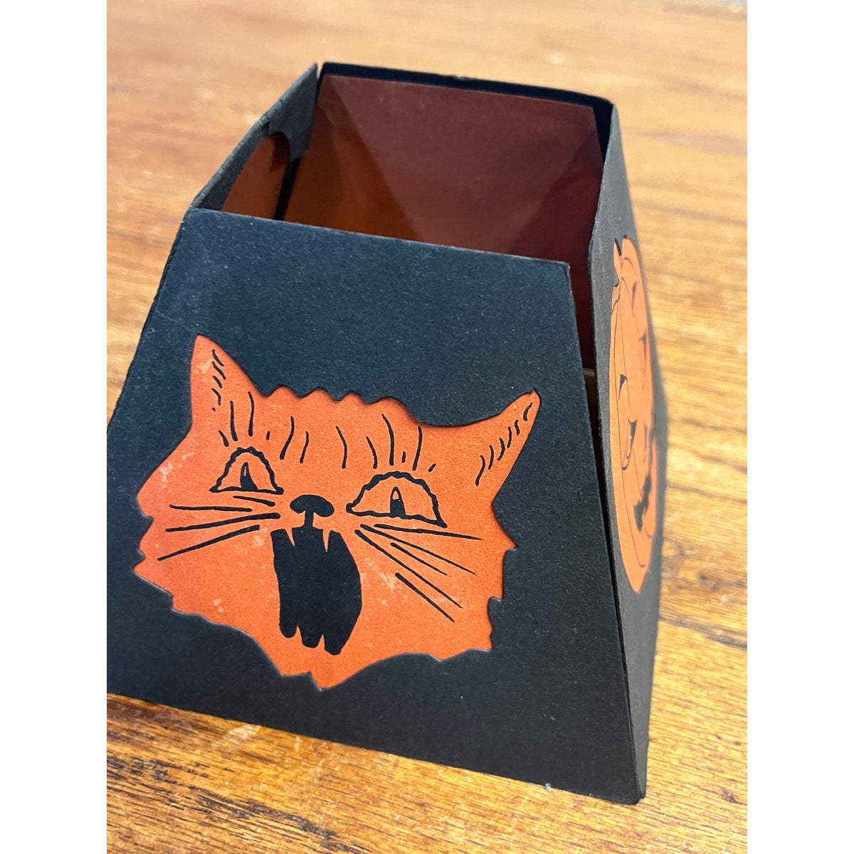 Vintage 1930s Halloween Gibson Papser Oil kerosene Lamp Shade 4-Sided JOL Cat