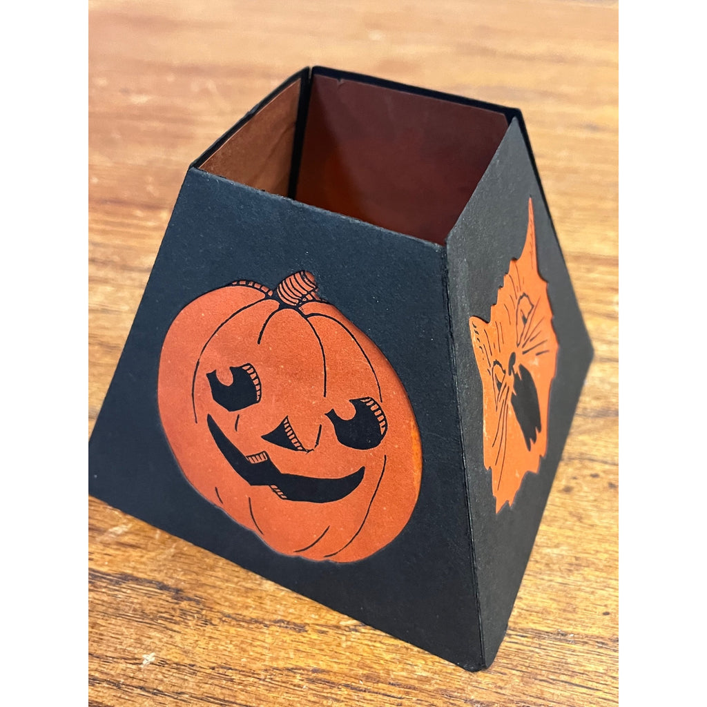 Vintage 1930s Halloween Gibson Papser Oil kerosene Lamp Shade 4-Sided JOL Cat