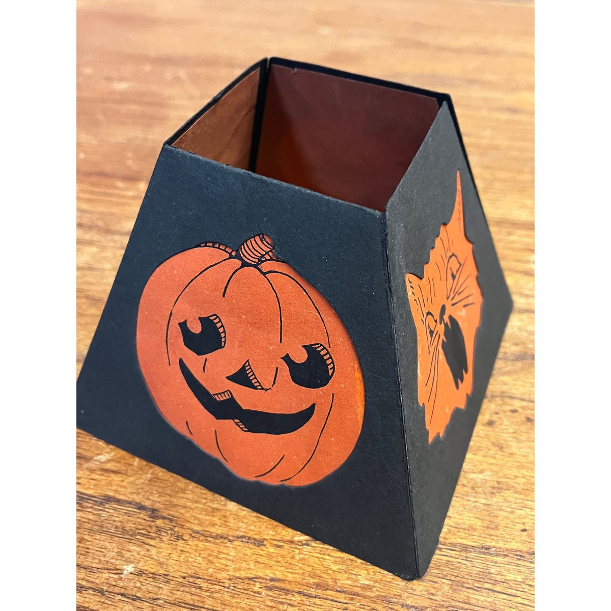 Vintage 1930s Halloween Gibson Papser Oil kerosene Lamp Shade 4-Sided JOL Cat